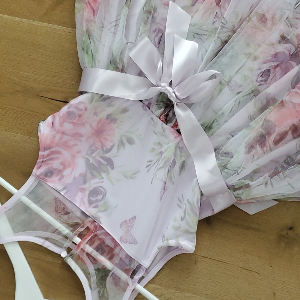 Floral print mesh dress